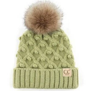 NWT CC Kids Crafted Pom Detail Beanie Winter Lime